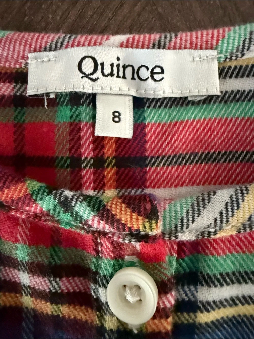Quince Kids Holiday Flannel Nightgown Sweet Treats White Tartan Size 8
